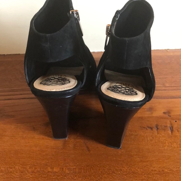 Vince Camuto Black Peep-Toed Suede Booties - Picture 3 of 8